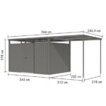 KOVINSKA VRTNA HIŠKA KARIBU OSTEN 3 SIV ALUMINIJ 330X220X215 - slika 2